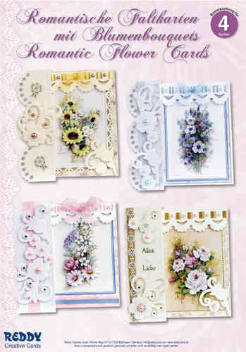 Romantische Faltkarten, Blumenbouquets